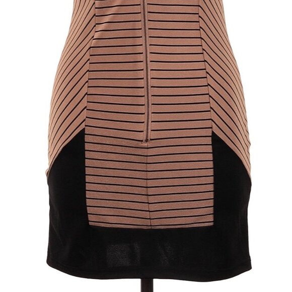 THML Sleeveless Minimalist Career Sheath Dress Size M Brown Black Color Block - Picture 5 of 10